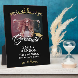 Elegant Black Gold Ornamenten Afstudeerder Afstude Fotoplaat