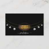 Elegant Black Gold Paars met Monogram Diamonds Visitekaartje (Voorkant)