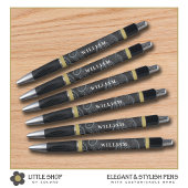 Elegant Black Gold Paisley Monogram Pen