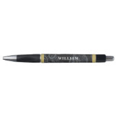 Elegant Black Gold Paisley Monogram Pen (Voorkant)