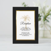 Elegant Black Gold Palm Tree Weddenschap Informatiekaartje (Staand voorkant)