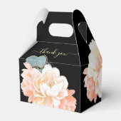 Elegant Black Gold Peach Cream Floral Wedding Bedankdoosjes (Achterkant)