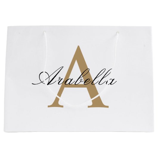 Elegant Black Gold Persoonlijke monogram naam Groot Cadeauzakje (Voorkant)