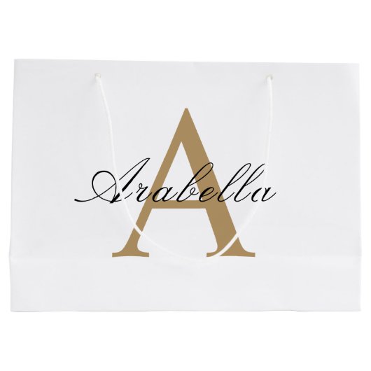 Elegant Black Gold Persoonlijke monogram naam Groot Cadeauzakje (Achterkant)