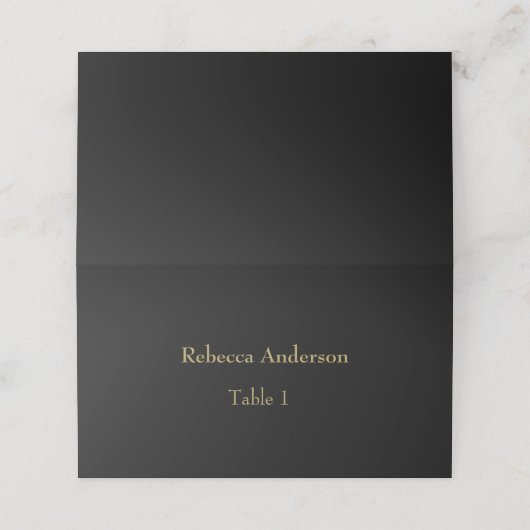 Elegant Black & Gold Place card (Buitenkant ongevouwen)