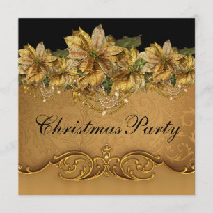 Elegant Black Gold Poinsettia Gold-kerstfeest Kaart