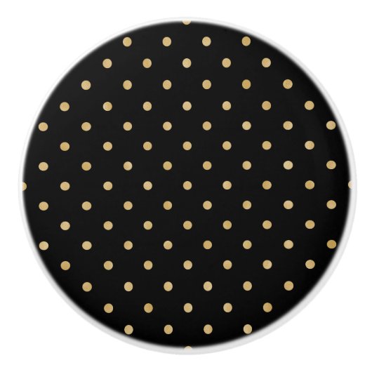 Elegant Black Gold Polka Dot Chic Pattern-ontwerp Keramische Knop (Voorkant)