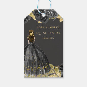 Elegant Black Gold Prinses Quinceanera Cadeaulabel