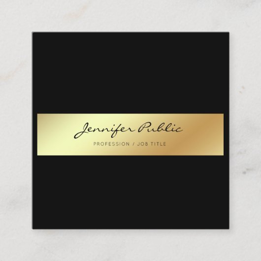 Elegant Black Gold Professional Modern Chic Vierkante Visitekaartje (Voorkant)