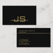 Elegant Black Gold Professional modern monogram Visitekaartje (Voorkant / Achterkant)