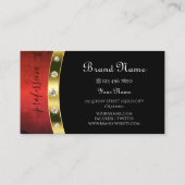 Elegant Black Gold Red Marble Monogram Diamonds Visitekaartje (Achterkant)
