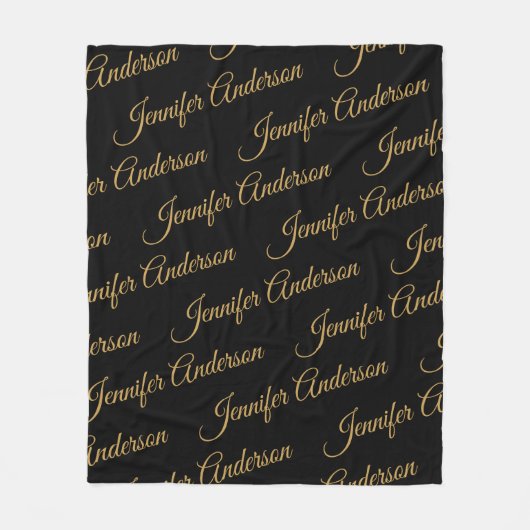 Elegant Black Gold Reputingnaamscript Fleece Deken (Voorkant)