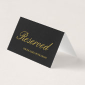 Elegant Black & Gold Reserved Wedding Table Kaart (Achterkant)