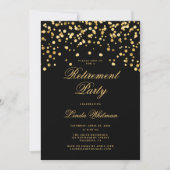 Elegant Black & Gold Retirement Party Kaart (Voorkant)