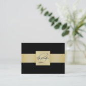 Elegant Black Gold Ribbon Monogram Visitekaartje (Staand voorkant)