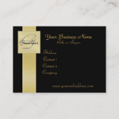 Elegant Black Gold Ribbon Monogram Visitekaartje (Achterkant)