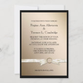 Elegant Black Gold Ribbon Wedding Kaart (Voorkant)