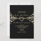 Elégant Black Gold Rope Coeur Invitation (Devant)