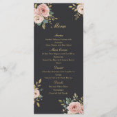 Elegant Black & Gold Roses Wedding Flat Menu (Devant)
