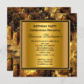 Elegant Black Gold Rusty Metal Blithday Party Kaart (Voorkant / Achterkant)