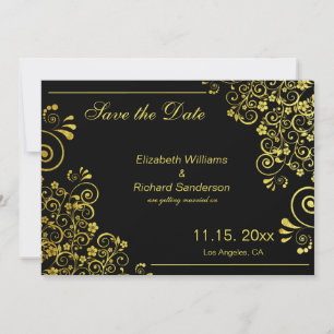 Elegant Black Gold Save the Date Wedding