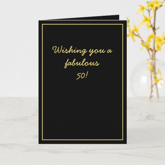 Elegant Black & Gold Script Brother 50e verjaardag Kaart (Gele Bloem)