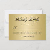 Elegant Black Gold Script Calligraphy Weddenschap RSVP Kaartje (Voorkant)