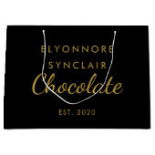 Elegant Black Gold Script Chocolate Groot Cadeauzakje (Voorkant)