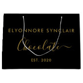Elegant Black Gold Script Chocolate Groot Cadeauzakje (Voorkant)