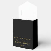 Elegant Black Gold Script Chocolatier Qr Code Bedankdoosjes (Geopend)