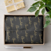 Elegant Black Gold Script Chocolatier Qr Code Tissuepapier (Geschenk)