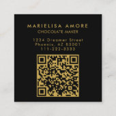 Elegant Black Gold Script Chocolatier Qr Code Vierkante Visitekaartje (Achterkant)