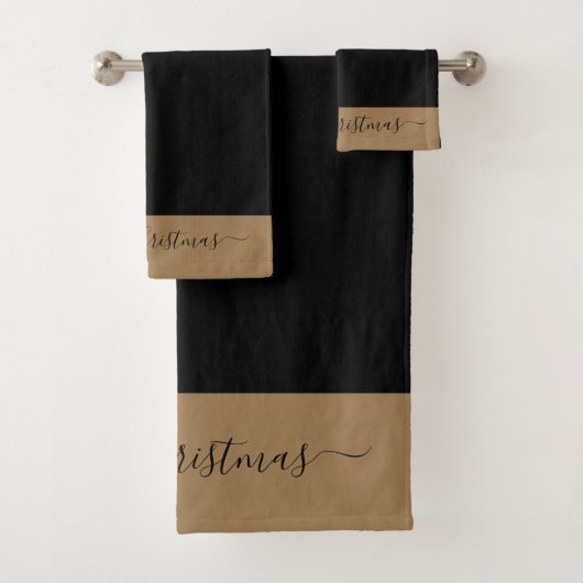 Elegant black gold script Merry Christmas  Bad Handdoek (Insitu)