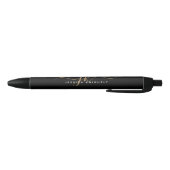 Elegant Black Gold Script Monogram Initiaal Naam Zwarte Inkt Pen (Bodem)