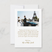 Elegant Black Gold Script Photo Collage Wedding Bedankkaart (Achterkant)