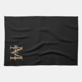 Elegant Black Gold Script Typography Monogram Theedoek (Horizontaal)