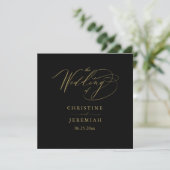 Elegant Black Gold Script Typography Weddenschap Programma (Staand voorkant)