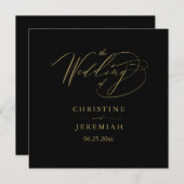 Elegant Black Gold Script Typography Weddenschap Programma (Voorkant / Achterkant)