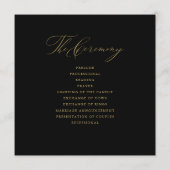 Elegant Black Gold Script Typography Weddenschap Programma (Achterkant)