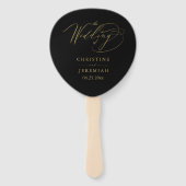 Elegant Black Gold Script Weddenprogramma Handwaaier (Voorkant)