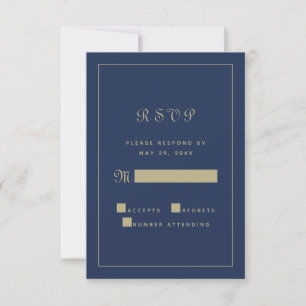 Elegant Black Gold Script Weduwen Chic-behuizing RSVP Kaartje