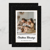 Elegant Black Gold Starry Photo Feestdagenkaart (Voorkant / Achterkant)
