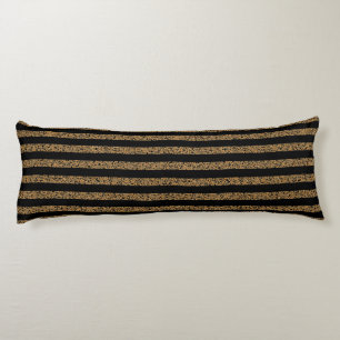Elegant Black Gold Stripe Chic Pattern Lichaamskussen