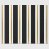 Elegant Black & Gold Stripes Cadeaupapier (Vlak)