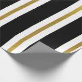 Elegant Black & Gold Stripes Cadeaupapier (Hoek)