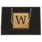 Elegant Black Gold Stylish Monogram Script Groot Cadeauzakje (Voorkant)