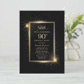Elegant Black Gold Surprise 90ste verjaardagsfeest Kaart (Staand voorkant)