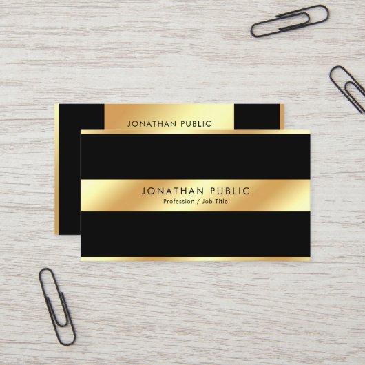 Elegant Black & Gold Template Professional Modern Visitekaartje (Voorkant / Achterkant in situ)