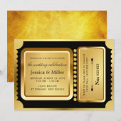 Elegant Black & Gold Ticket Wedding Invitation (Devant / Derrière)