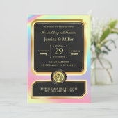 Elegant Black & Gold Ticket Wedding Invitation (Debout devant)